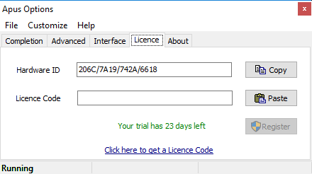 License Tab